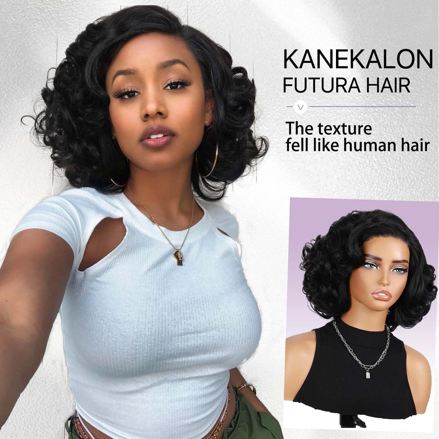 Curly Bob Wig for Black Women - Pre-Cut Lace Front, Glueless, Natural Look | Big Afro Style, Synthetic Hair