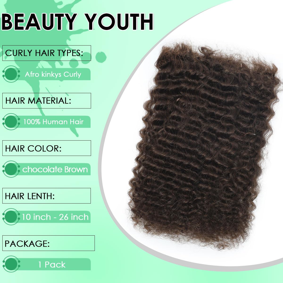Afro Kinkys Bulk Human Hair for Permanent Micro Locs/Twists/Braids/Repair MChocolate Brown 4C Afro Kinky Curly Bulk Human Hair 12 Inch 50g/pack