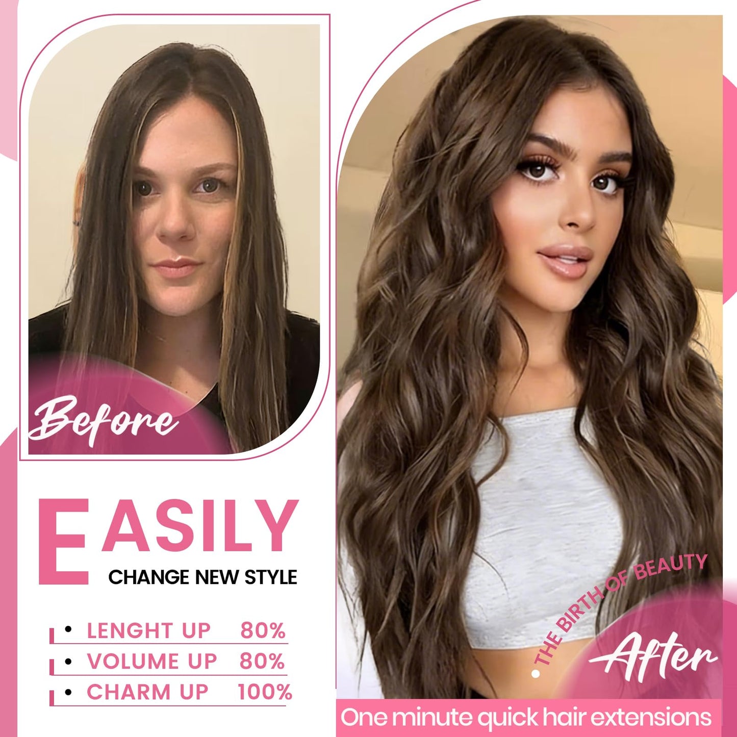 CWRDK Clip in Hair Extensions Real Human Hair,100% Brazilian Remy Human Hair Clip ins for Women, Straight Seamless Double Weft Hair Extensions, Invisible 8pcs, 14 Inch 80g, #2 Dark Brown