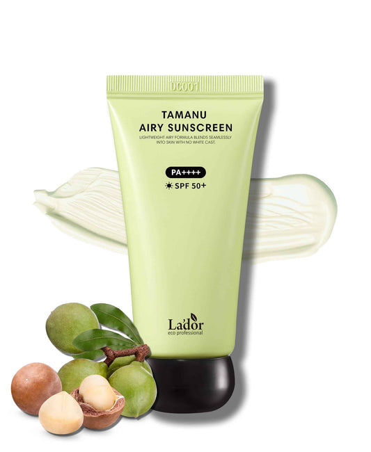 La'dor Tamanu Airy Sunscreen Daily UV Defense Invisible Lightweight Airy Fit Finish No White Cast Non-greasy Non-oily Hydrating SPF 50+ PA++++ Sun Protection Care Korean Skincare