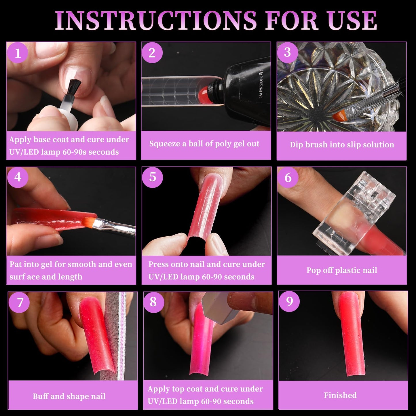 BOMOQING 120 PCS Dual Nail Forms with 100 PCS Nail Forms for Gel Nail Poly 24 PCS Duet System Forms, Full Cover Long Coffin Nail Forms for Builder Gel Nail Art Design Salon&DIY/042