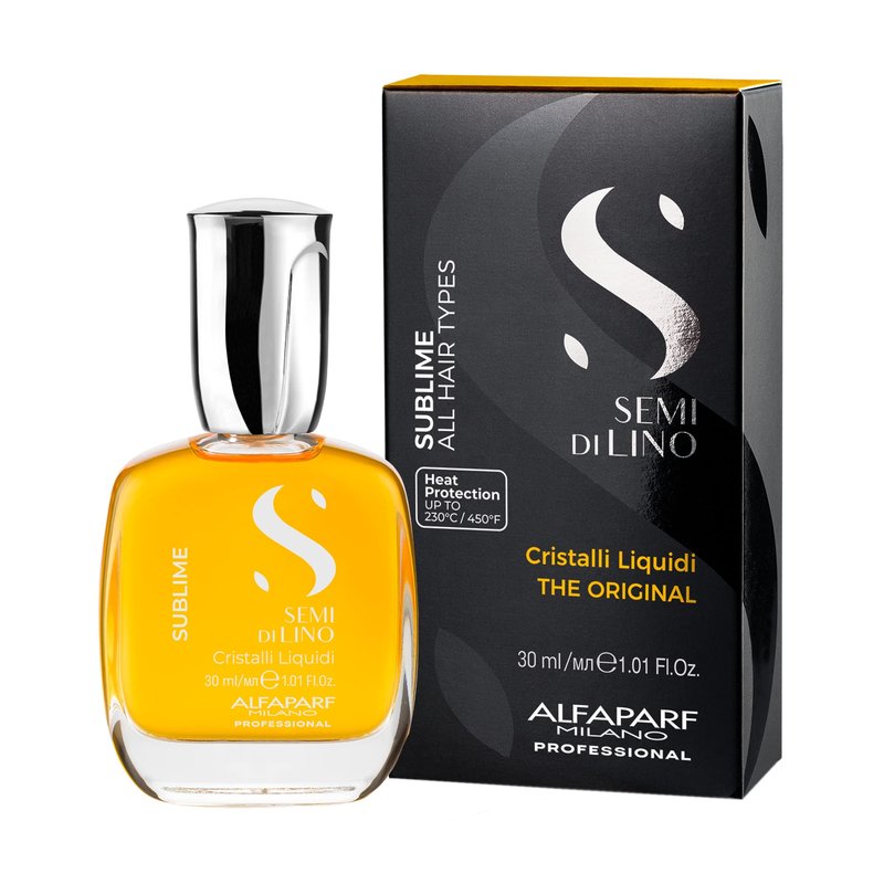 ALFAPARF MILANO Semi di Lino Cristalli Liquidi Hair Oil with Heat Protection - Superior Smoothing and Finishing Hair Serum - Anti Frizz - Brilliant Shine - Vitamin E for Frizzy Hair (1.01 fl oz)
