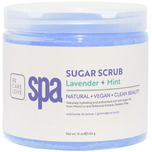 BCL Spa Calming Lavender Mint Sugar Scrub - Professional Soothing Body Scrub for Relaxation, Calming, Self Care Aromatherapy, Hydrating Exfoliator, Made in USA, 16 oz