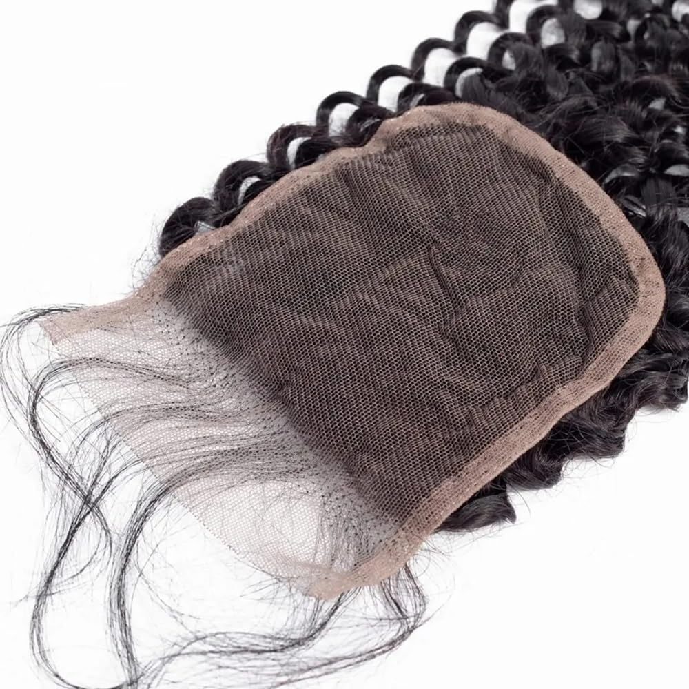 Transparent HD Lace Closure Deep Wave Invisible Ultra-thin 4x4 Closure Brazilian Raw Virgin Human Hair Natural Black (4x4 Lace Closure, 18 Inch)
