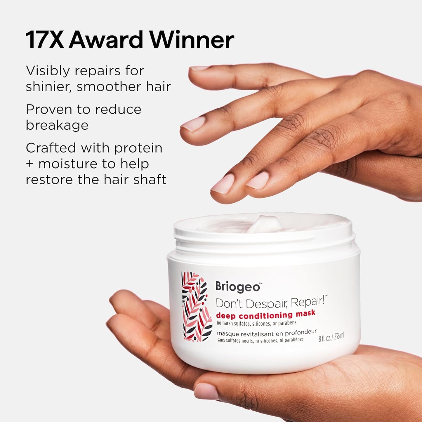 Briogeo Don't Despair, Repair! Deep Conditioning Mask - Protein & Moisture Balance for Dry, Damaged Hair | Vegan & Cruelty-Free