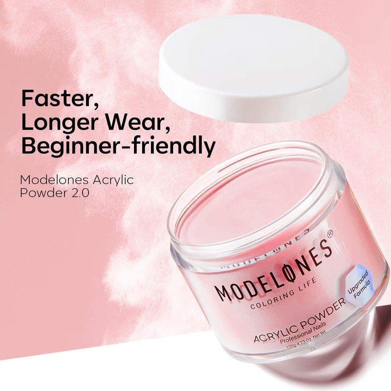Modelones Acrylic Powder, 4.23oz Upgraded Cover Pink Nail Acrylic Powder for Nail Art 3D Carving French Nails Extensions, Non-Yellowing, Valentines Day Gifts for Women