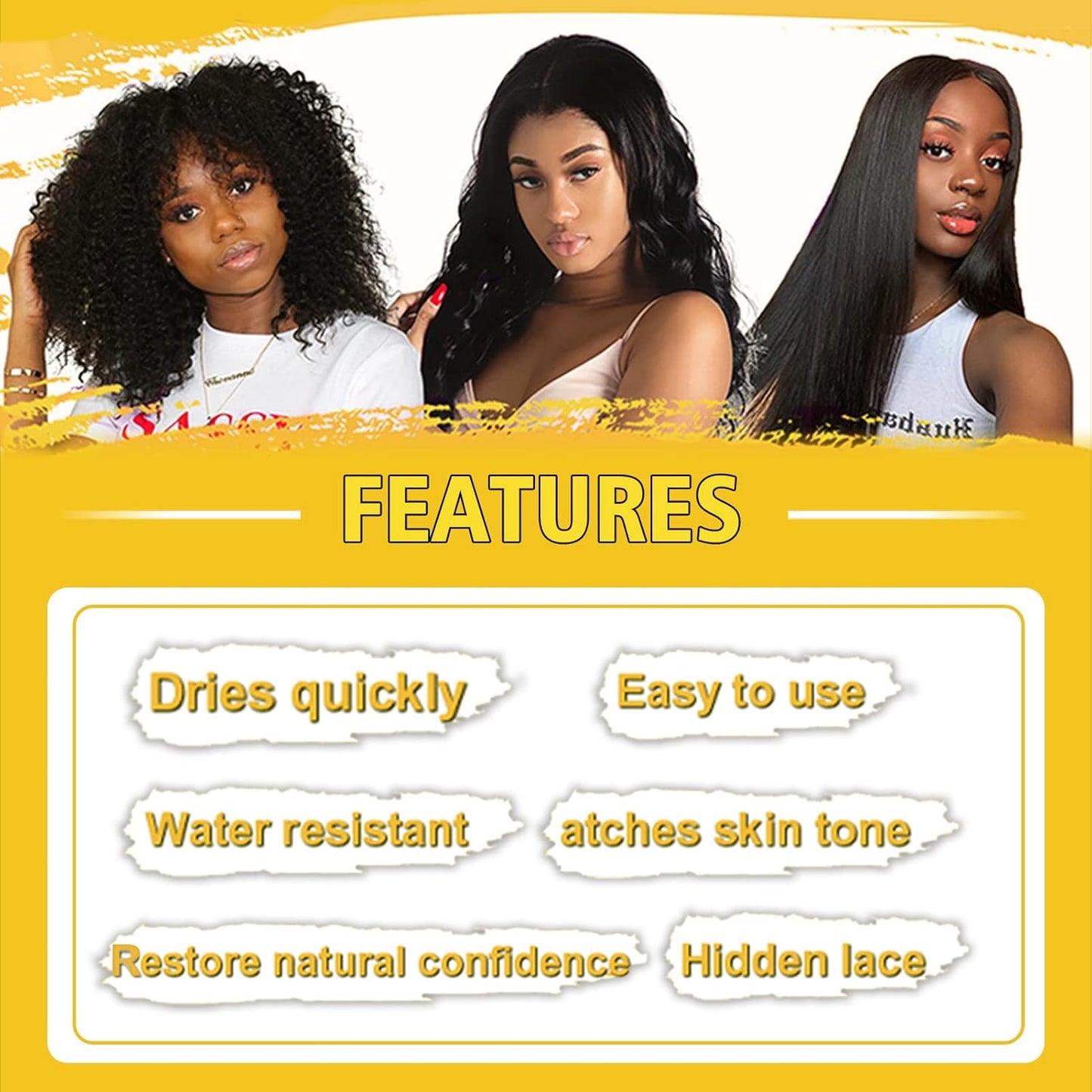 Lace Tint Melting Hair Mousse, 6.8 fl oz Lace Tint Mousse for Women Hair Wig Lace Wigs Toupees and Hairpieces Natural Finishing Lace Color, Lace Tint Mousse for Wigs Melts Lace Foam Tint(Medium Brown)