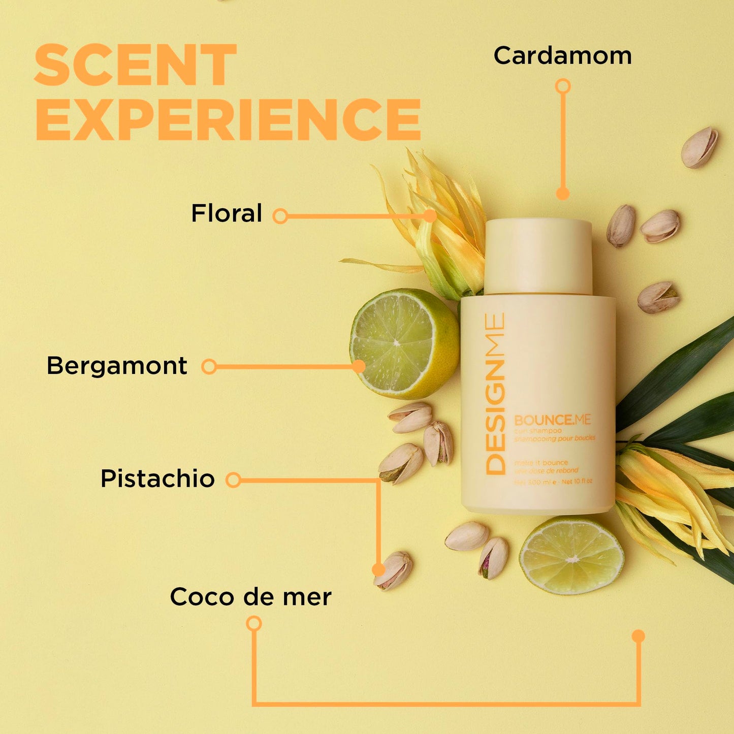 Design.Me BOUNCE.ME Shampoo | Curl-Defining, Anti-Frizz Formula for All Curl Types| Nourishing with Kukui Nut Seed and Buriti Oil | Boost Shine, Moisturizes Hair