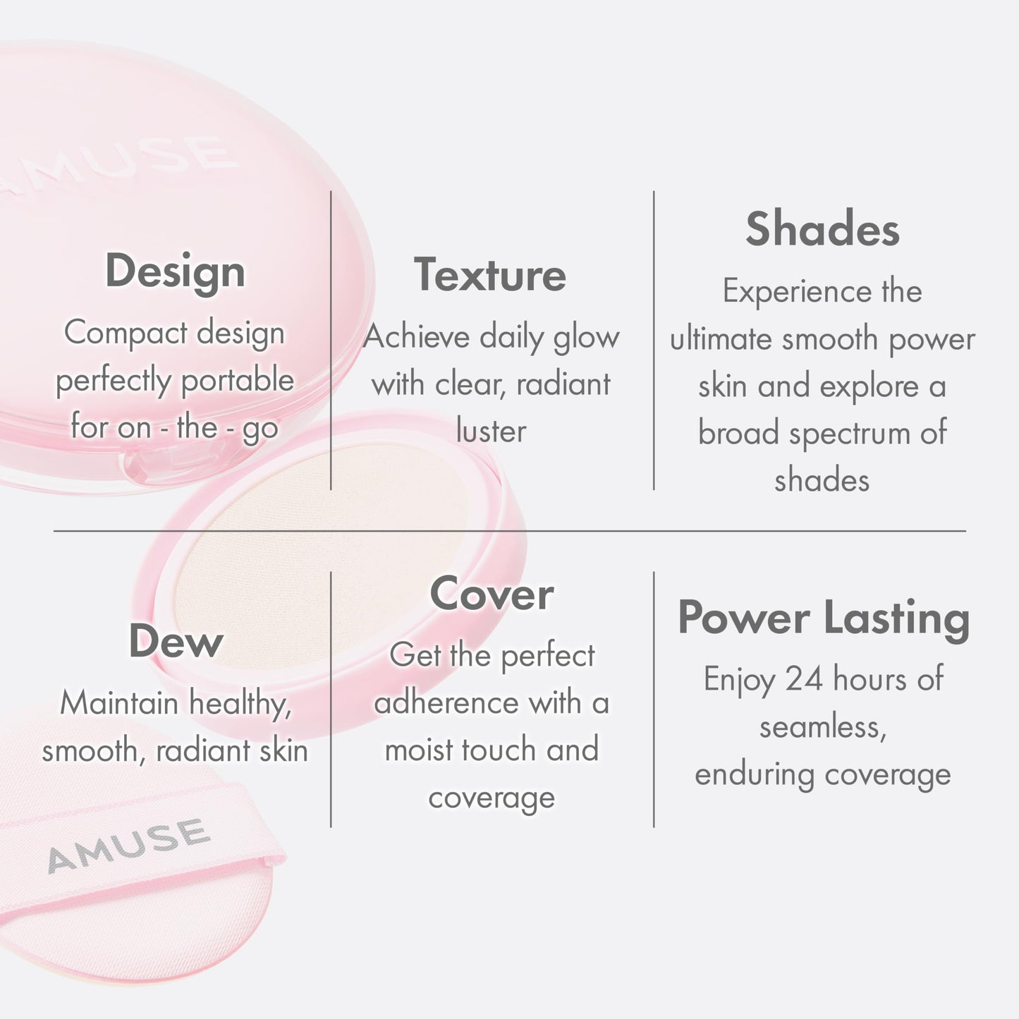 AMUSE SEOUL Dew Power Vegan Cushion Foundation Refill (02 HEALTHY REFILL) - Semi Glow, Full Coverage, Dewy Finish, Long Lasting, Lightweight, Smooth Radiant Skin, Vegan, Korean Beauty Makeup