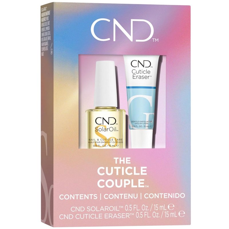 CND Cuticle Care Set - SolarOil & Cuticle Eraser | Natural Blend Oils, Moisturizes & Exfoliates, 0.5 fl oz
