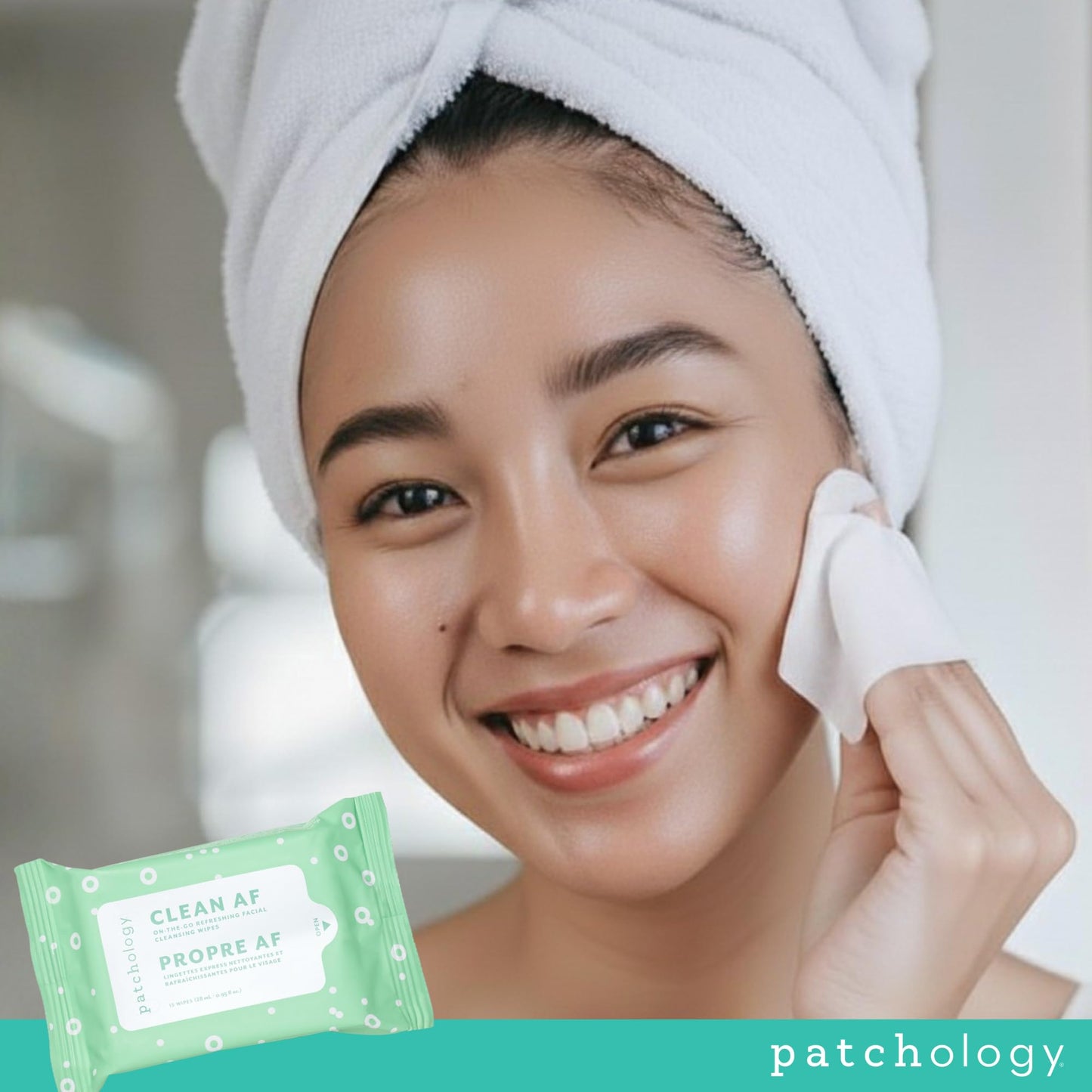 Patchology Clean AF Facial Cleansing Wipes - On-The-Go Refreshing Travel Size Face Wipes for Removing Dirt and Oil - Makeup Remover for Sensitive and Oily Skin (4 Packs/60 Count)