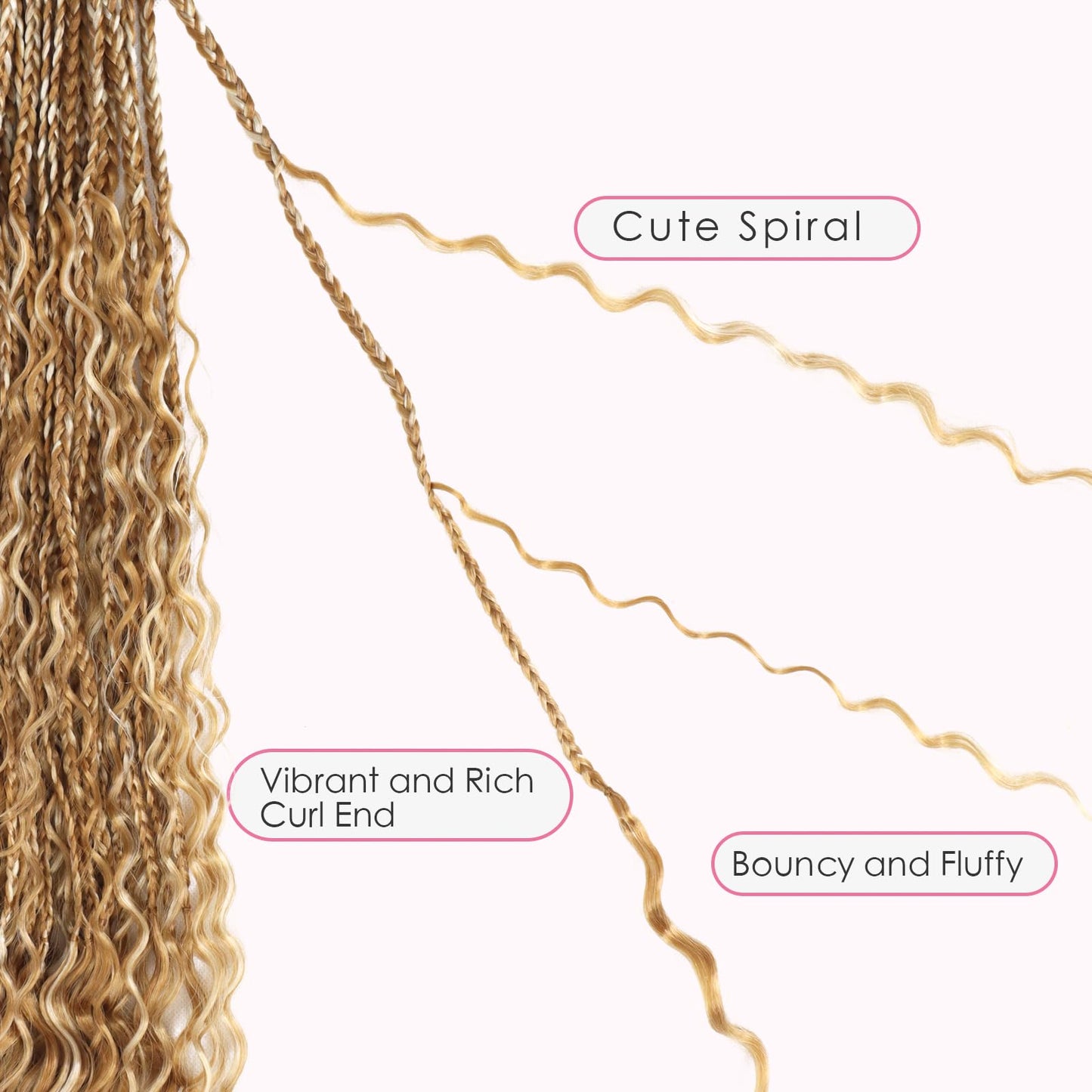 Eeanno Goddess Box Braids Crochet Hair 18 Inch 7 Packs Mixed Blonde 613 Boho Crochet Hair for Women Pre Looped Crochet Box Braids with Curly Ends, P27613