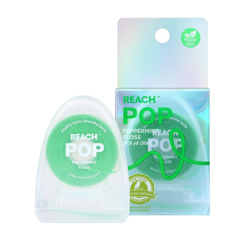 Dental Floss - Peppermint Plaque Remover, Shred Resistant, Vegan Wax | 54.6 Yd, Eco-Friendly Packaging