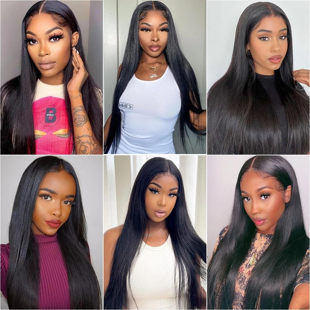 5x5 Lace Closure Straight Closure Human Hair Hd Transparent Lace Front 12A Virgin Human Hair Free Part Pre Plucked with Baby Hair Lace Frontal Natural Black Color 14 Inch