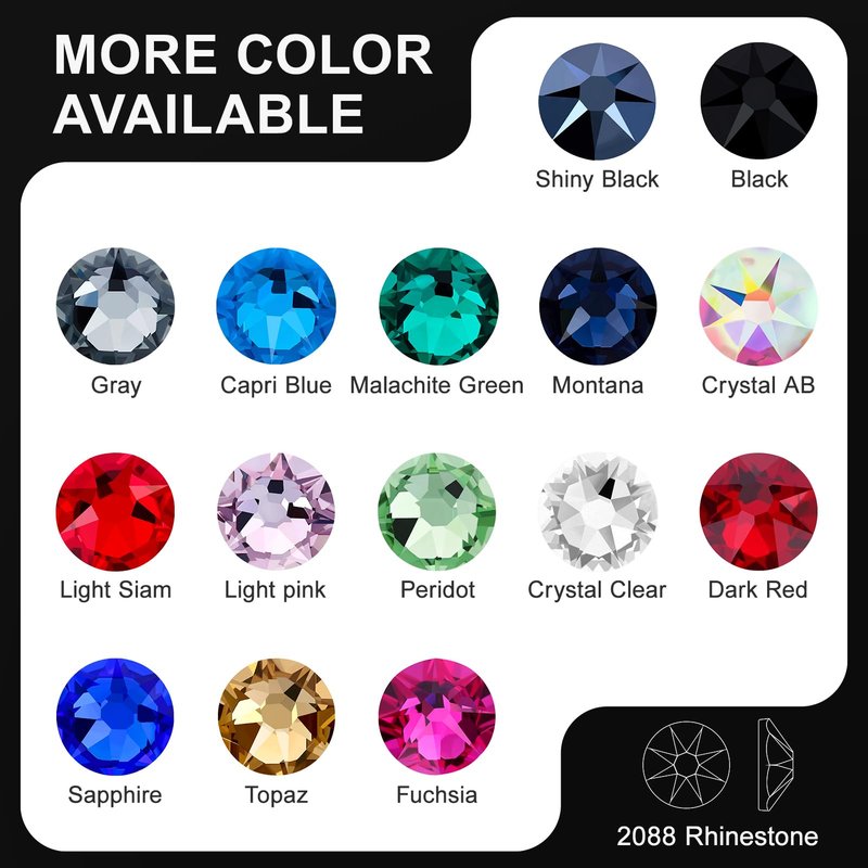 Novani Hotfix Rhinestones 1440pcs Clear Round Iron on Rhinestone Style 2088 Sparkly Crystal Gemstones for Fabric and Crafting, SS34 (7.0-7.3mm)