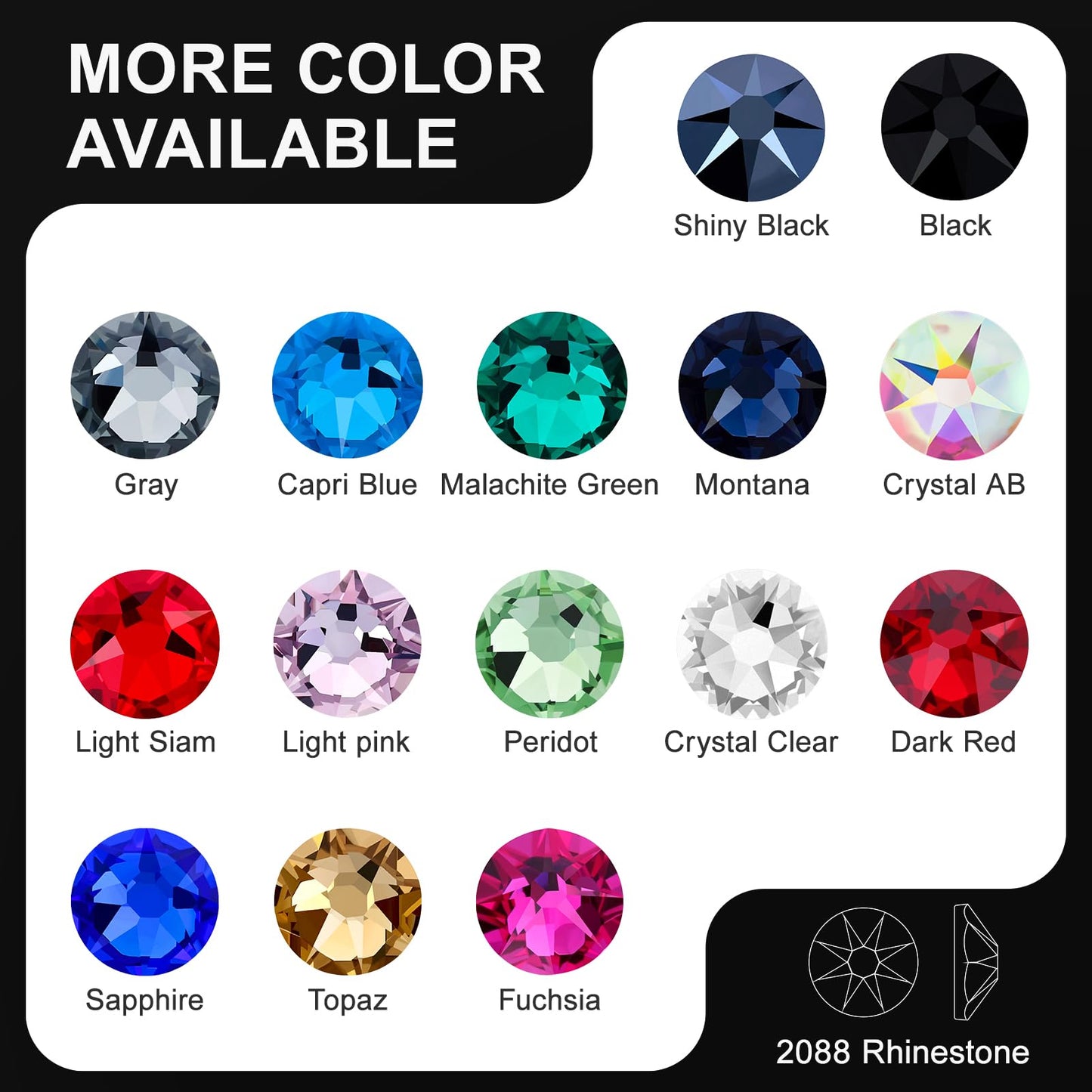 Novani Hotfix Rhinestones 288pcs Crystal AB Round Iron on Rhinestone Style 2088 Sparkly Crystal Gemstones for Fabric and Crafting, SS34 (7.0-7.3mm)