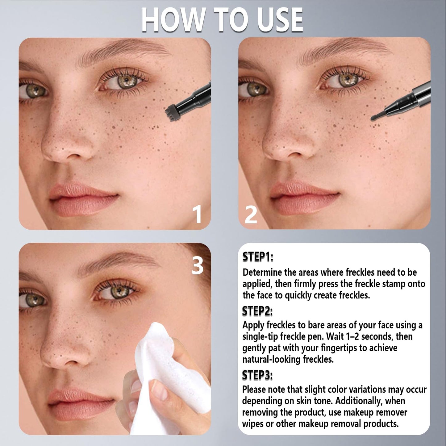 HOSAILY 2PCS Light&Dark Brown Freckle Stamp Pen Waterproof, Natural Lifelike Faux Freckles Stamp Stain maker Pen, Long Lasting Quick Dry Liquid Fake Freckle Pencil Magic for Face Sunkissed Makeup