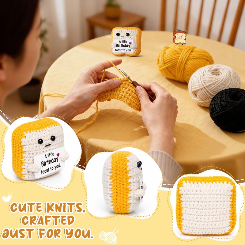 Ovrrcame A Little Birthday Toast to You - Funny Happy Birthday Gifts for Women, Men, Mom, Dad, Sister, Best Friend - Unique Birthday Decorations Crochet Toast Gift Card for Her/Him Ideas, Fathers Day