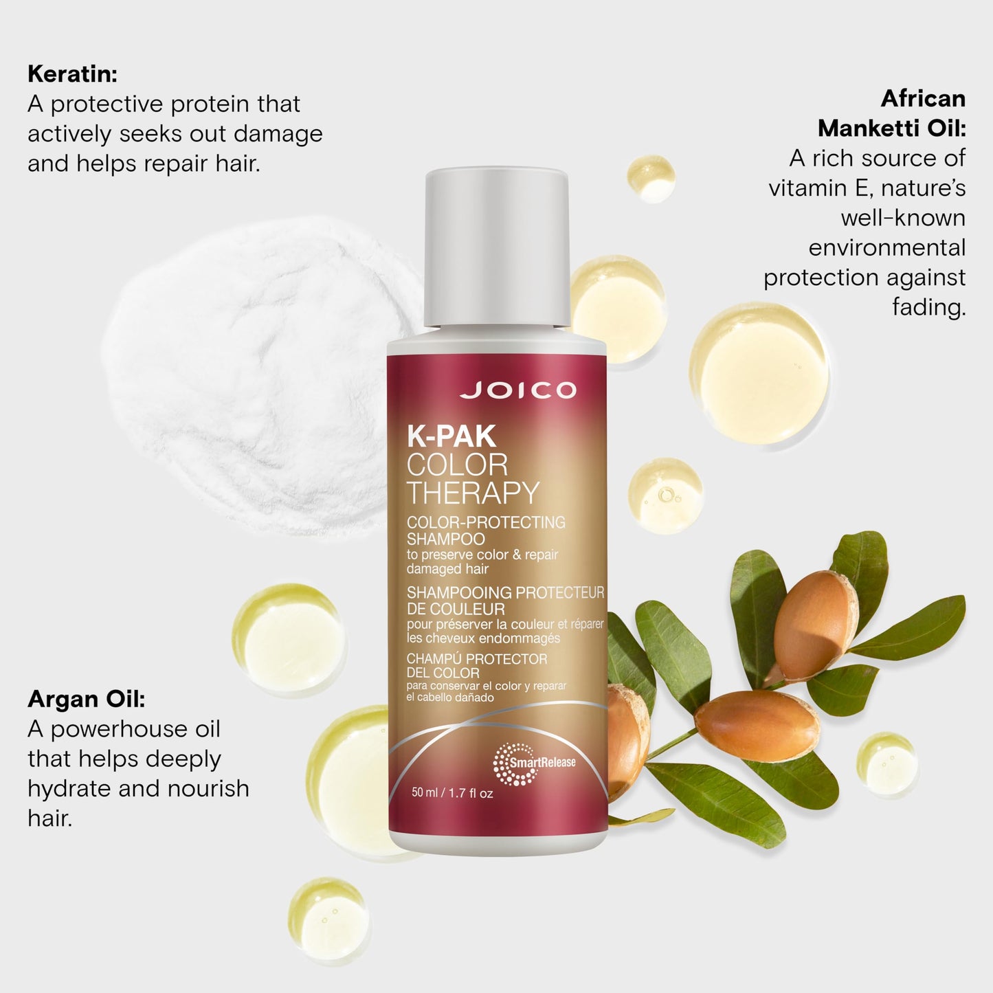 Joico K-PAK Color Therapy Color-Protecting Shampoo | For Color-Treated Hair | Boost Shine | Improve Elasticity | Repair Breakage | Rebuild Damaged Hair | With Keratin & Argan Oil | 1.7 Fl Oz
