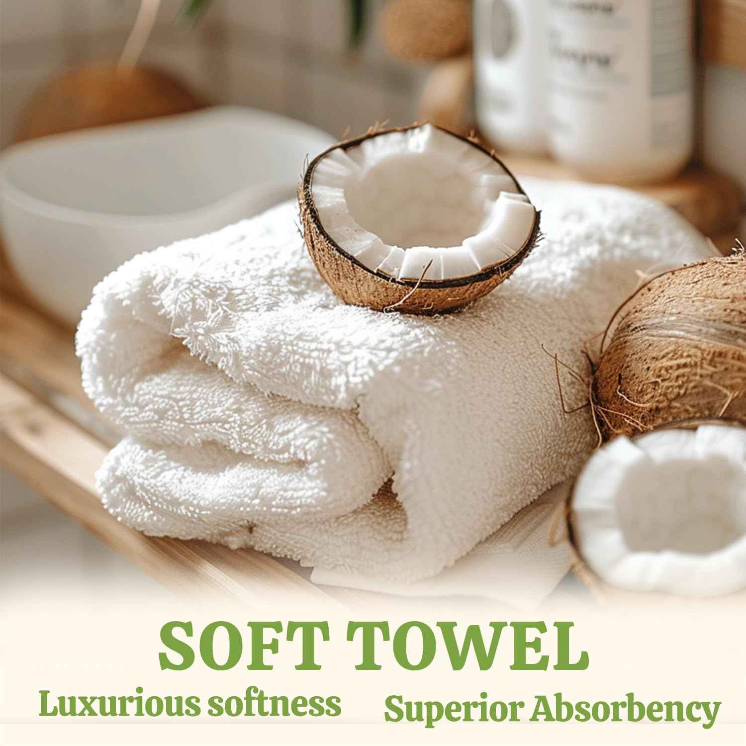 #BFFLOVE Coconut Spa Gift Set for Women: 8pc Bath Set with Bath Bomb, Massage Oil, Towel & More