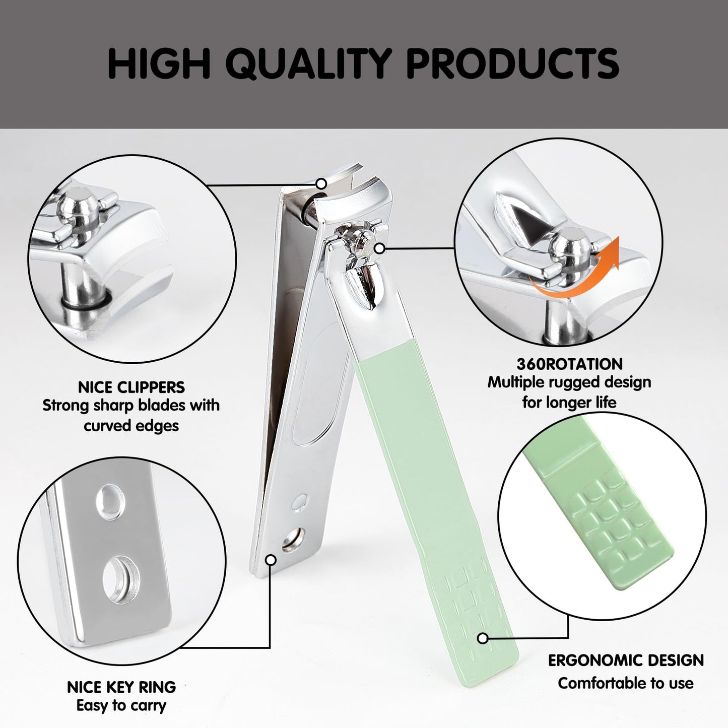 Tumkun Nail Kit, Manicure Kit, Nail Care Kit for Women, Manicure Pedicure Set, Nail Clippers Toenail Clippers Kit, Professional Manicure Kit Pedicure Kit, Green Travel Case, Set of 12.
