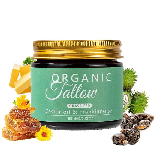 KBSBUBB Organic Tallow Balm with Castor Oil & Frankincense for Natural Skincare & Moisturizing, Tallow Cream Castor Oil and Frankincense