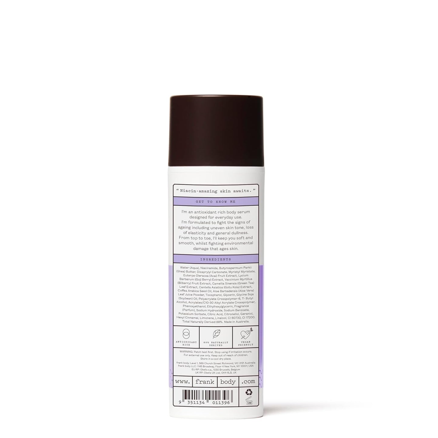 Niacinamide Correcting Body Serum - Even Skin Tone & Soothe Redness | Vegan, Berry Scent | 140ml/4.43 fl oz