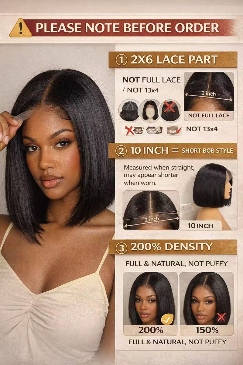 Eubeauty 2x6 Lace Part Bob Wig Human Hair, 10 Inch Straight Bob Wig Glueless, Pre Plucked Natural Hairline, 2x6 Black Short Bob Wig for Women