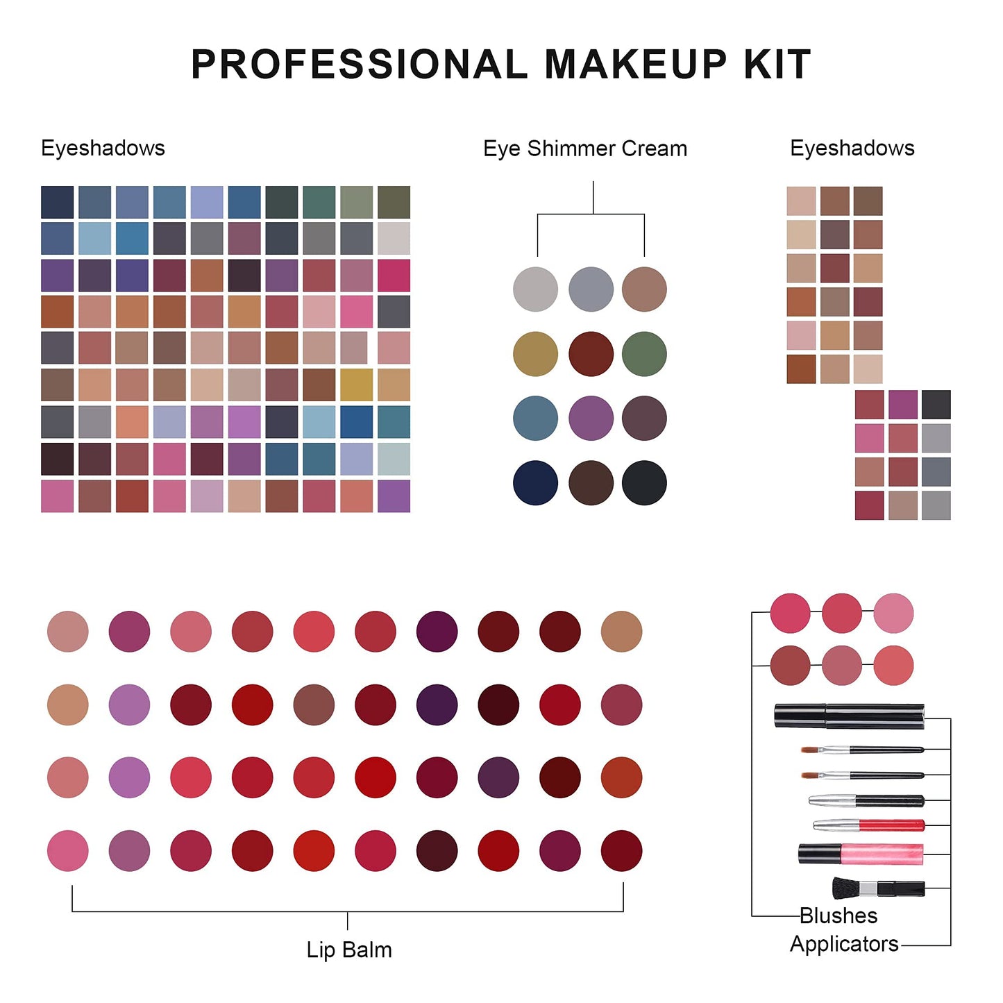 Hot Sugar 182 Colors Full Makeup Kit for Women, All-in-One Cosmetic Set Birthday Holiday Gift (BLACK)