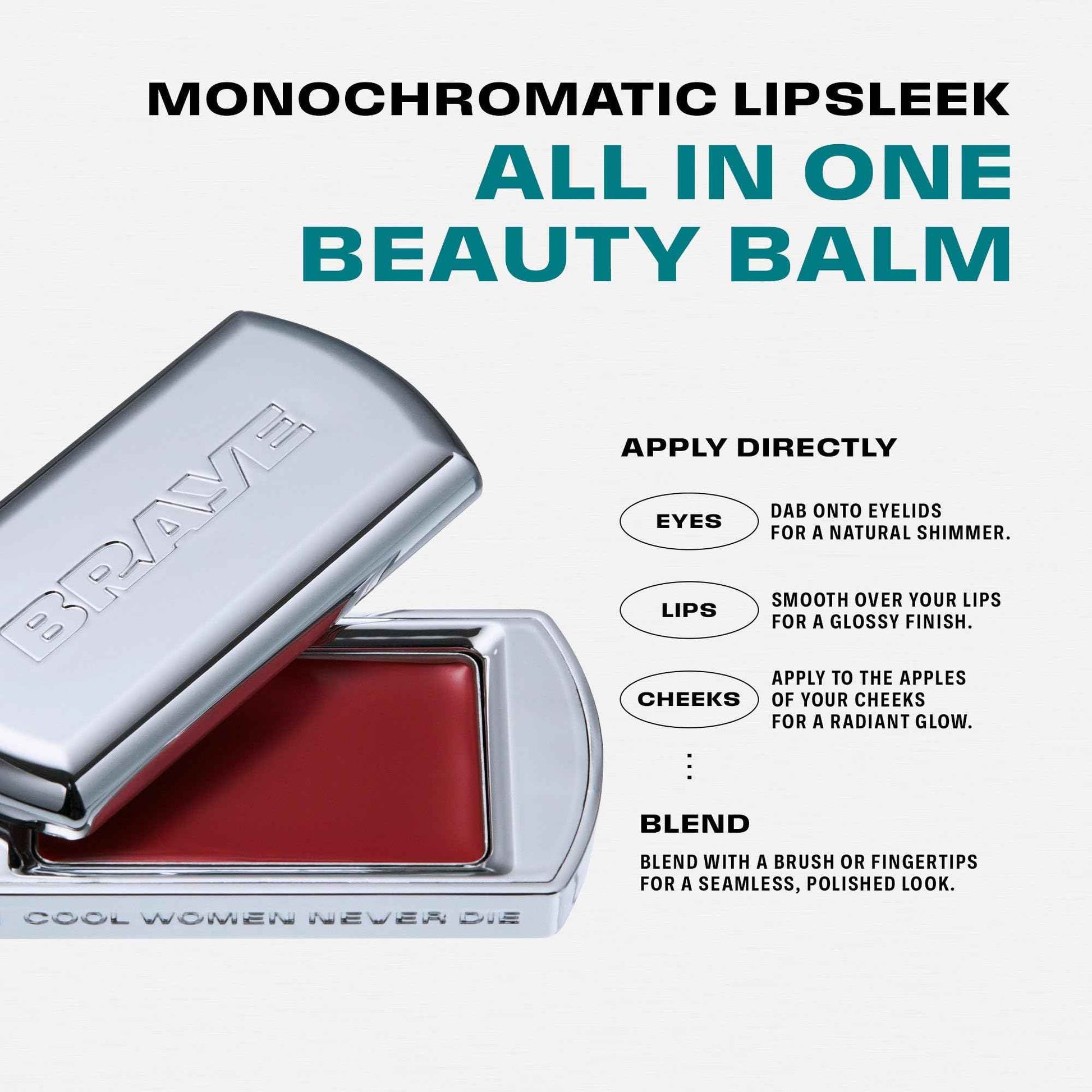 BRAYE LIPSLEEK | Blush for Cheeks & Lips, Korean Makeup Blush, Cool Lip and Cheek Balm, Vegan Cream, Lightweight w/Blendable & Buildable Makeup, Natural Look 12 PEPPY 0.08oz