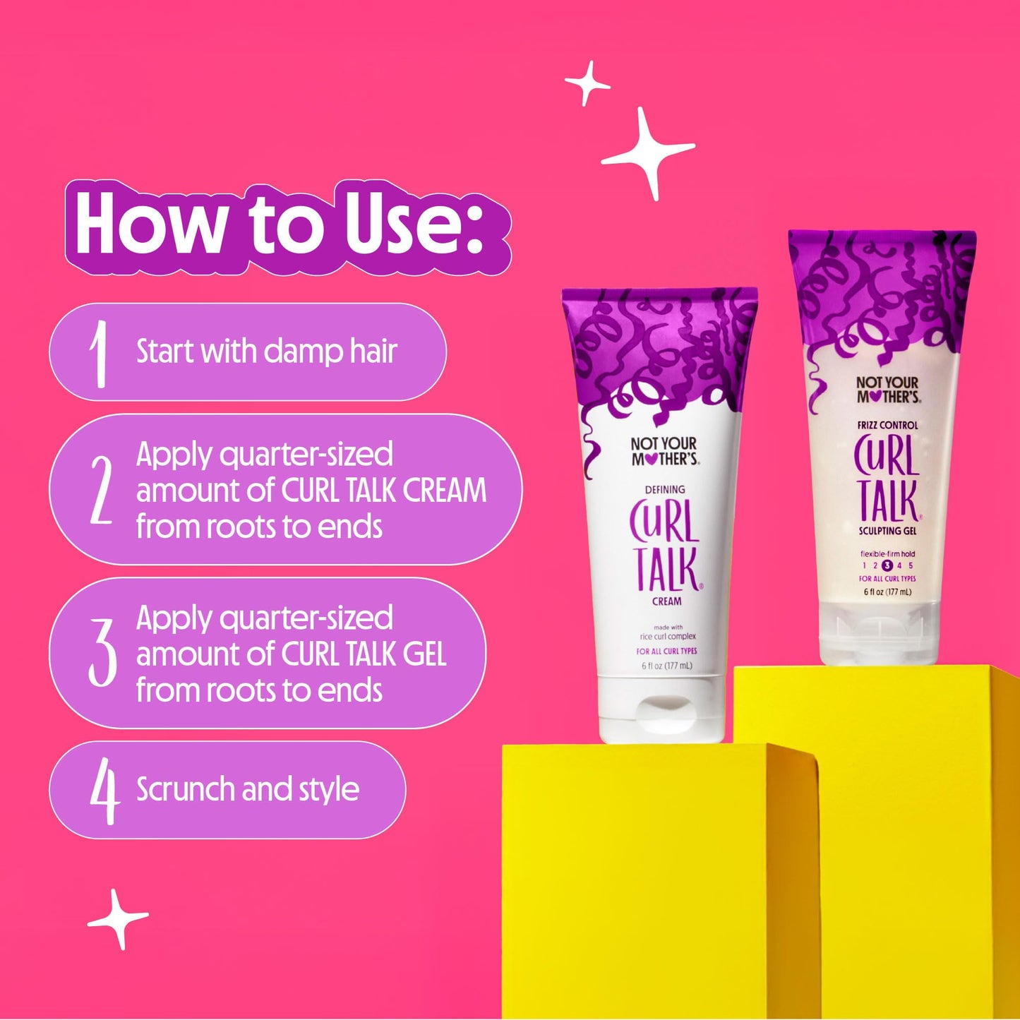 Not Your Mother's Curl Talk Frizz Control Sculpting Gel & Defining Cream (2-Pack) - 6 fl oz Each - Tames Hair Frizz & Maximizes Definition - For All Curly Hair Types