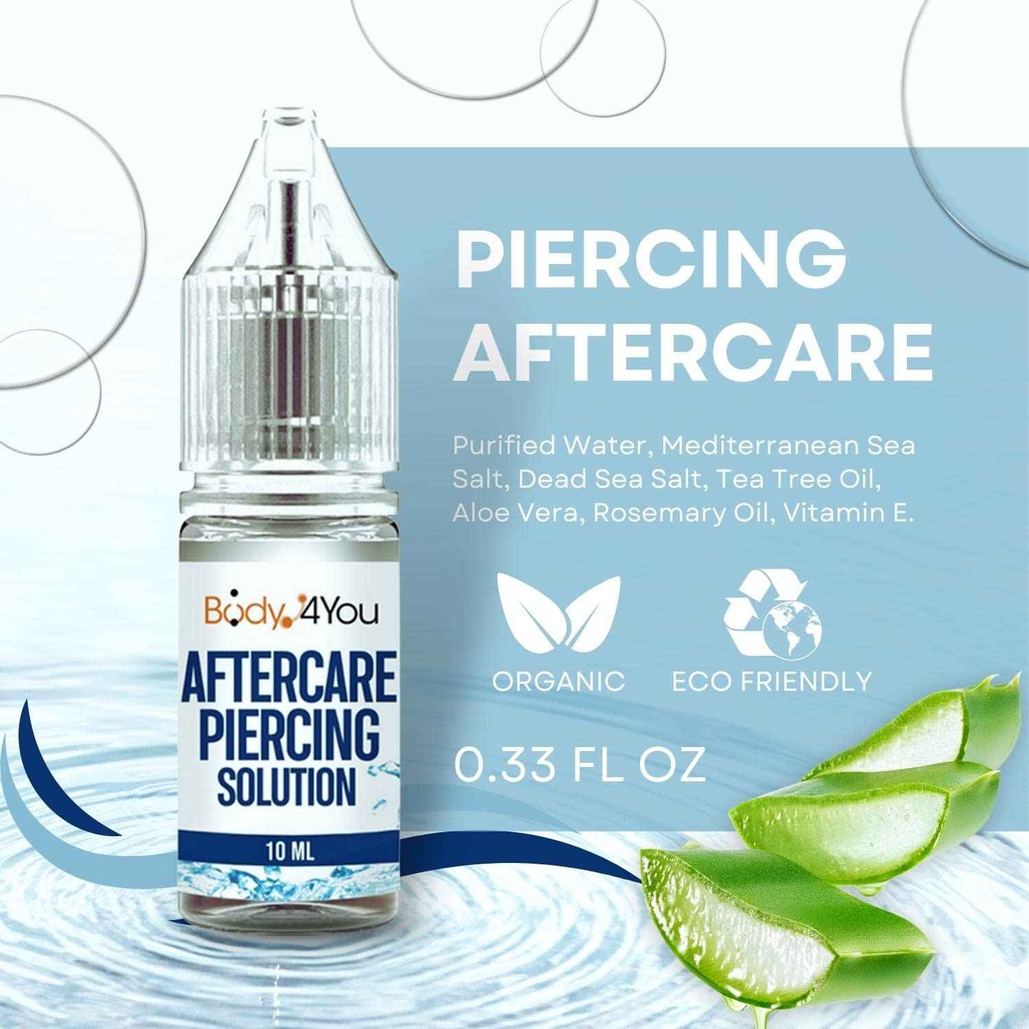 BodyJ4You 4PC Labret Tragus Cartilage 16G Studs - Piercing Aftercare Saline Cleanser