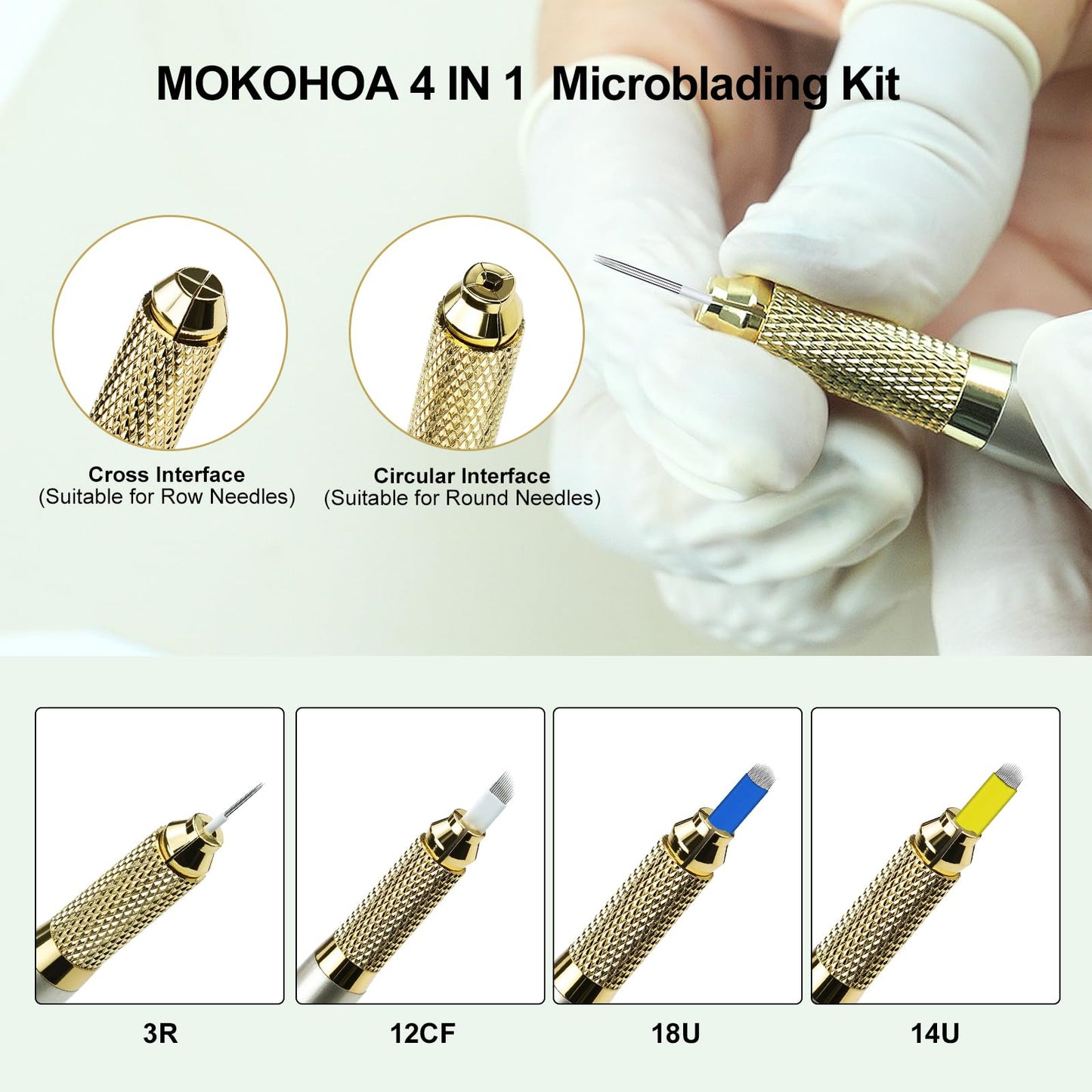 Mokohoa Microblading Eyebrow Pen Kits, Microblade Eyebrow Pencil,Microblading Supply,Permanent Eyebrow Makeup Tattoo Pen Kit for Beginners & Artist &Zipper Bag,Blades,Ink Cups,Finger Gloves