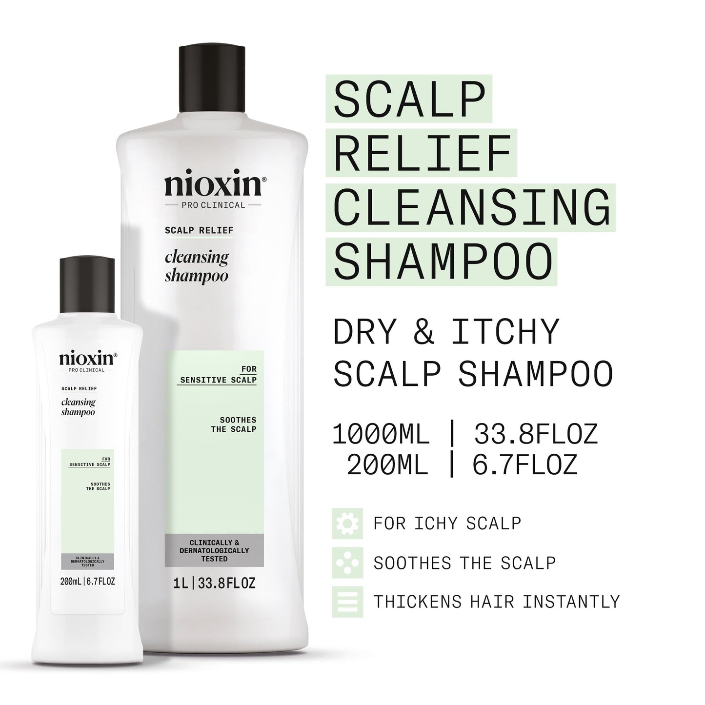 Nioxin Scalp Relief Cleansing Shampoo | For Sensitive Scalp | Made with Aloe Vera and Vitamin E | 6.7 Fl oz.