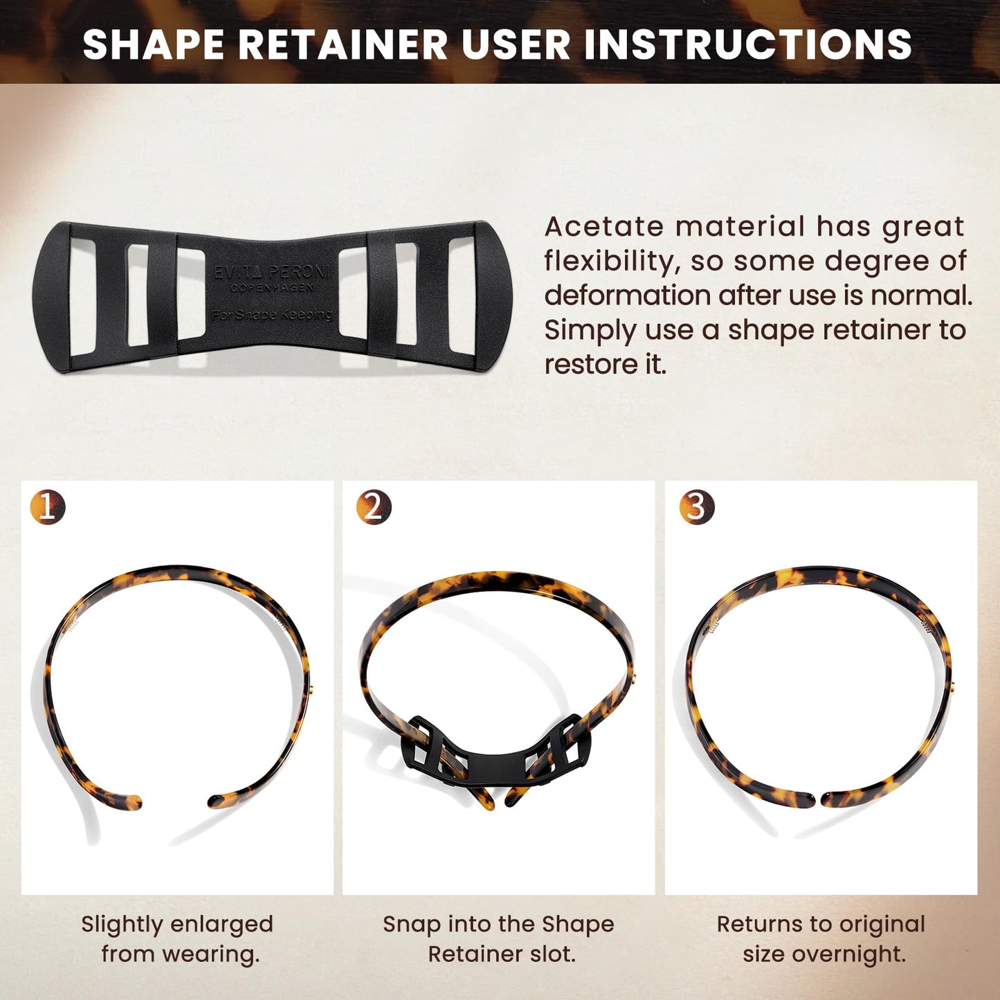 EVITA PERONI Hair Band for Eyewear, No Pressure, Non Slip Fashion Thin Headbands for Women - Tortoise - Hairband for Women's Hair