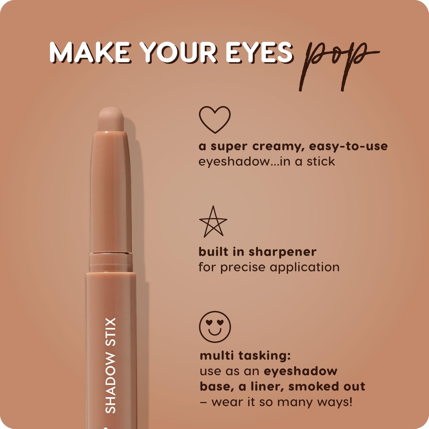 ColourPop Shadow Stix - Cream Eyeshadow Stick with Long-Lasting Color - Multi-Use Cream Makeup with a Built-In Sharpener & Precise Tip for Easy Application - Cocktail Party (0.05 oz)