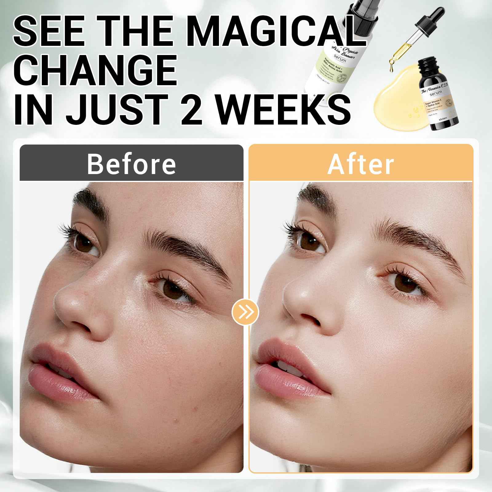 23% Vitamin C Serum 6 Peptide Booster Serum Set - Korean Skin Care Set for Deep Hydrating, Anti-Aging & Wrinkle-Reducing, Improves Skin Elasticity & Tone - Ideal Gift Set for Women