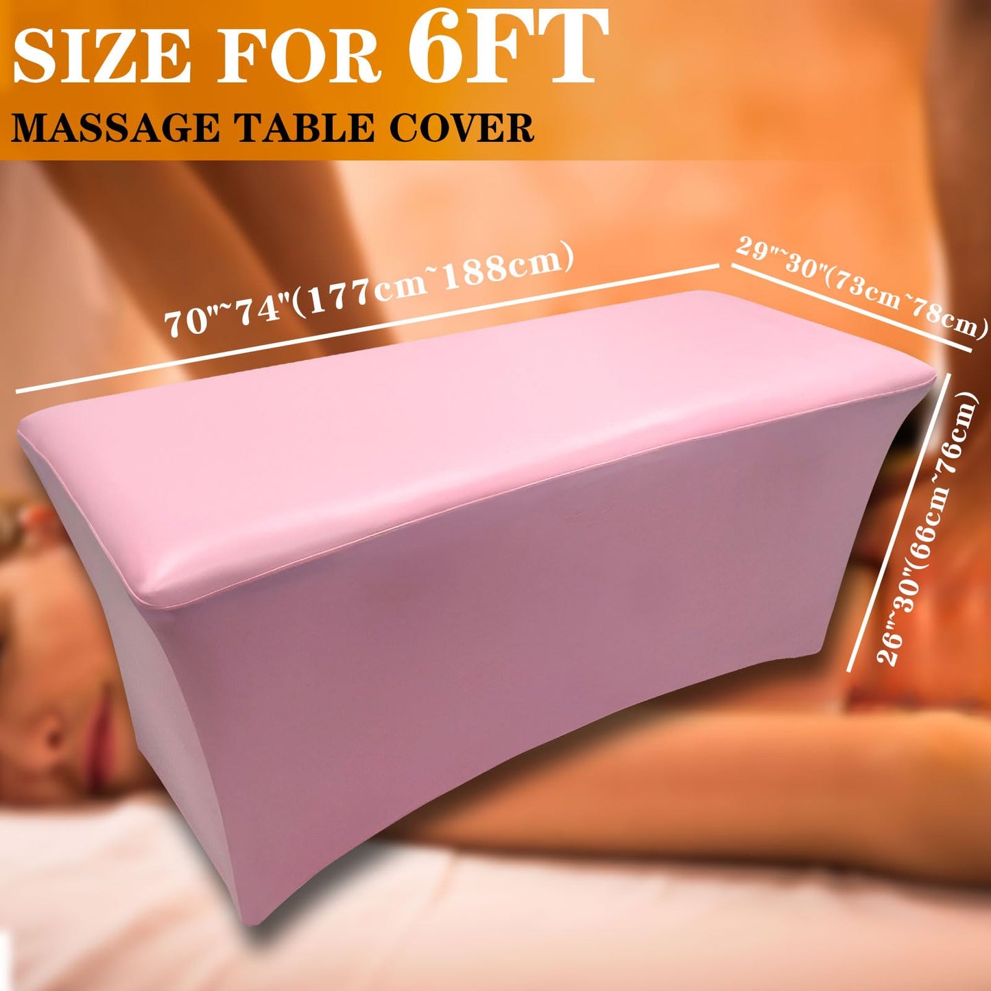 Wipeable Lash Bed Cover PU Leahter Massage Table Cover with Storage Pocket, Reusable Massage Bed Cover Pink Spa Bed Cover High Elasticity Wax Bed Cover for Esthetician (6FT, Pink)