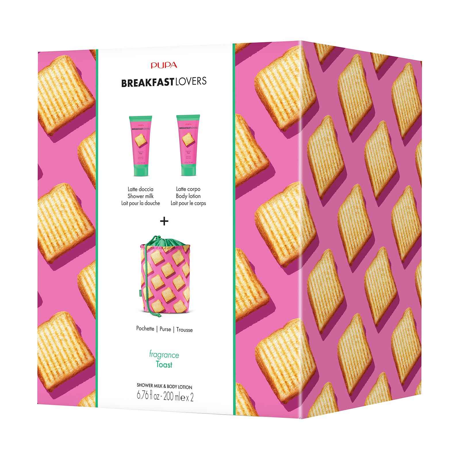 Pupa Milano Breakfast Lovers Set, Toast, 3 Pc - Body Wash and Lotion - Moisturizing Body Lotion - Hydrating Body Wash - Skin Care Gift Set