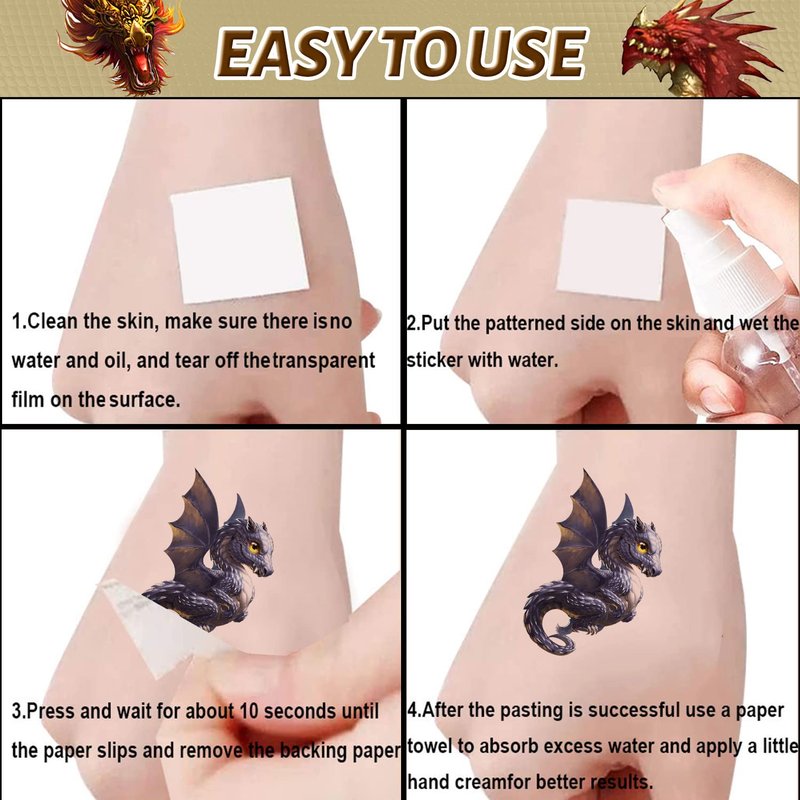 Dragon Temporary Tattoos - 300+ Fun Party Favors for Kids & Adults | Birthday Decorations & Goodie Bag Fillers
