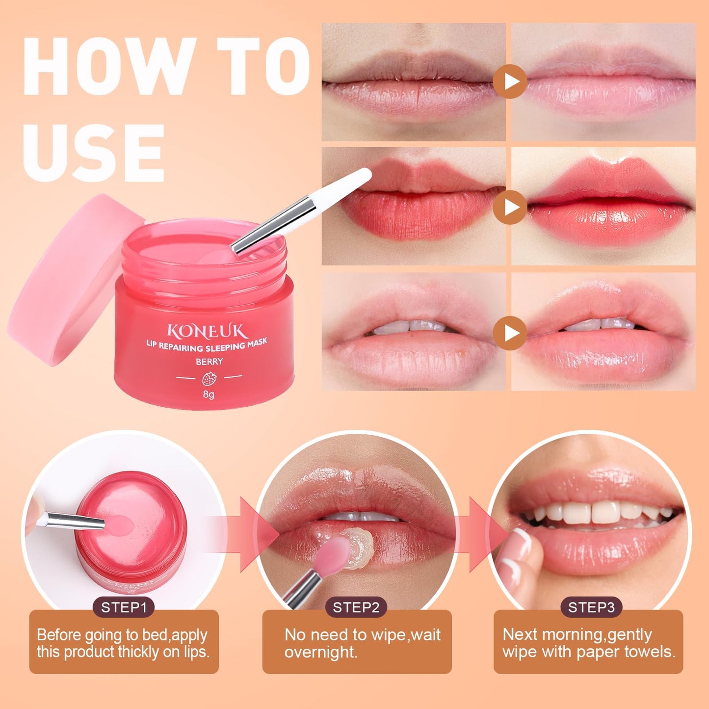 12 Pack Lip Sleeping Mask Set, Overnight Lip Skincare, Nourish and Hydrate Lip Mask With Vitamin C and Coconut Oil, Lip Balm for Dry Lips, Bulk Gifts for Women