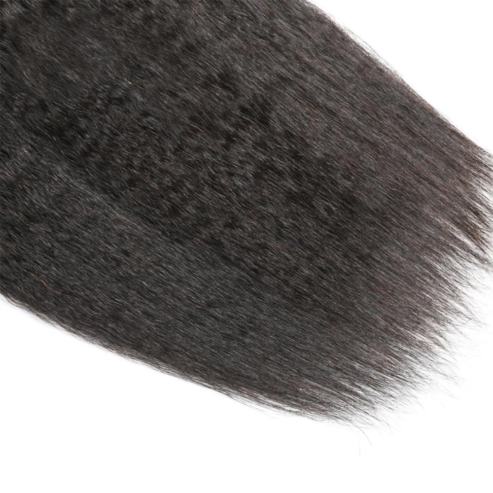 Kinky Straight Bundles Human Hair Yaki Human Hair Bundles 14 16 18 Inch Unprocessed Brazilian Virgin Remy Hair Extensions Yaki Straight Bundle Hair Weave Calneshia Bundle