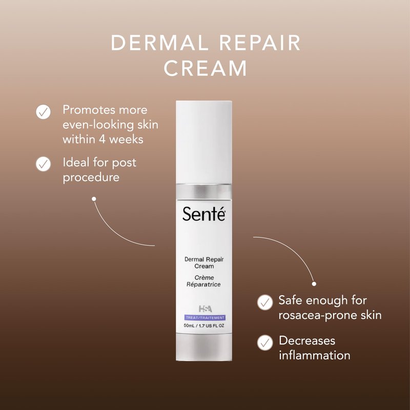 Senté Dermal Repair Facial Cream | Nourishing for Rosacea, Sensitive Skin, & Post-Procedure | Hydrate & Soothe| with Patented HSA, Vitamin E & Green Tea Extract | 1.7 Fl Oz