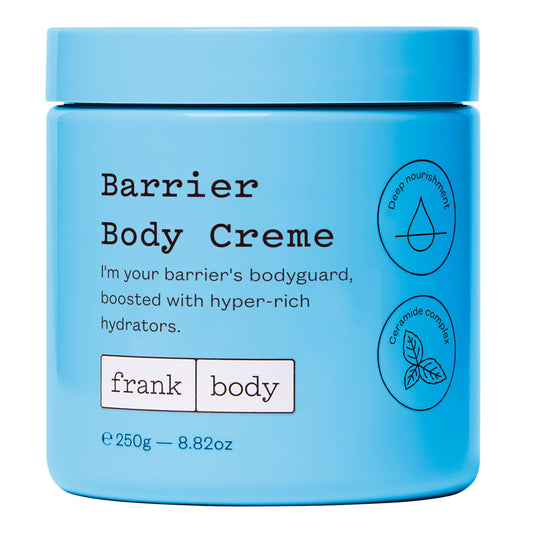 frank body Barrier Body Cream | Deep Hydration for Dry, Itchy, Reactive Skin with Ceramides, Panthenol & Niacinamide | Vegan, Cruelty Free | Peach Scent | 7.77 oz / 230 ml