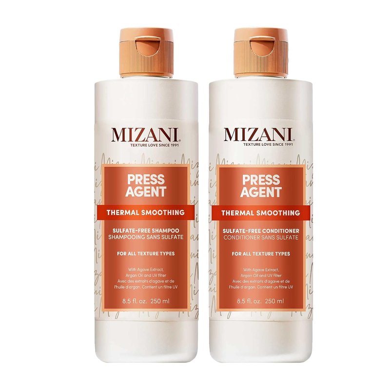 Mizani Press Agent Shampoo & Conditioner Set - Sulfate-Free, Detangles & Moisturizes | 8.5 Fl Oz (Pack of 2)