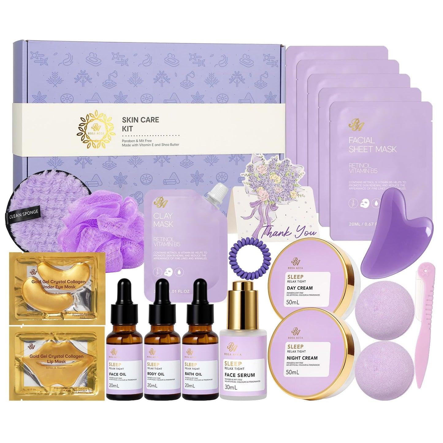 Gifts for Women, Birthday Gift for Women, 23 Pcs Lavender Facial Skin Care Set, Bath and Body Gifts Basket for Wife & Mom, Home Spa & Self-Care Kit, Present, Christmas, Bridal Shower, Anniversary