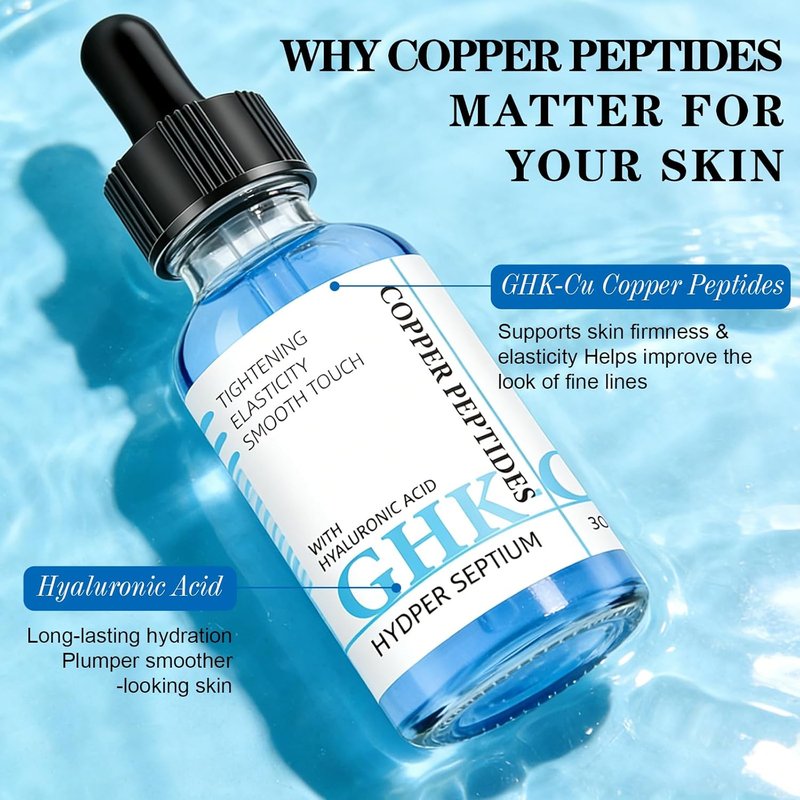 GHK-Cu Copper Peptide Serum - Anti-Aging Face Serum with Niacinamide & Hyaluronic Acid for Sensitive Skin | 1 Fl Oz