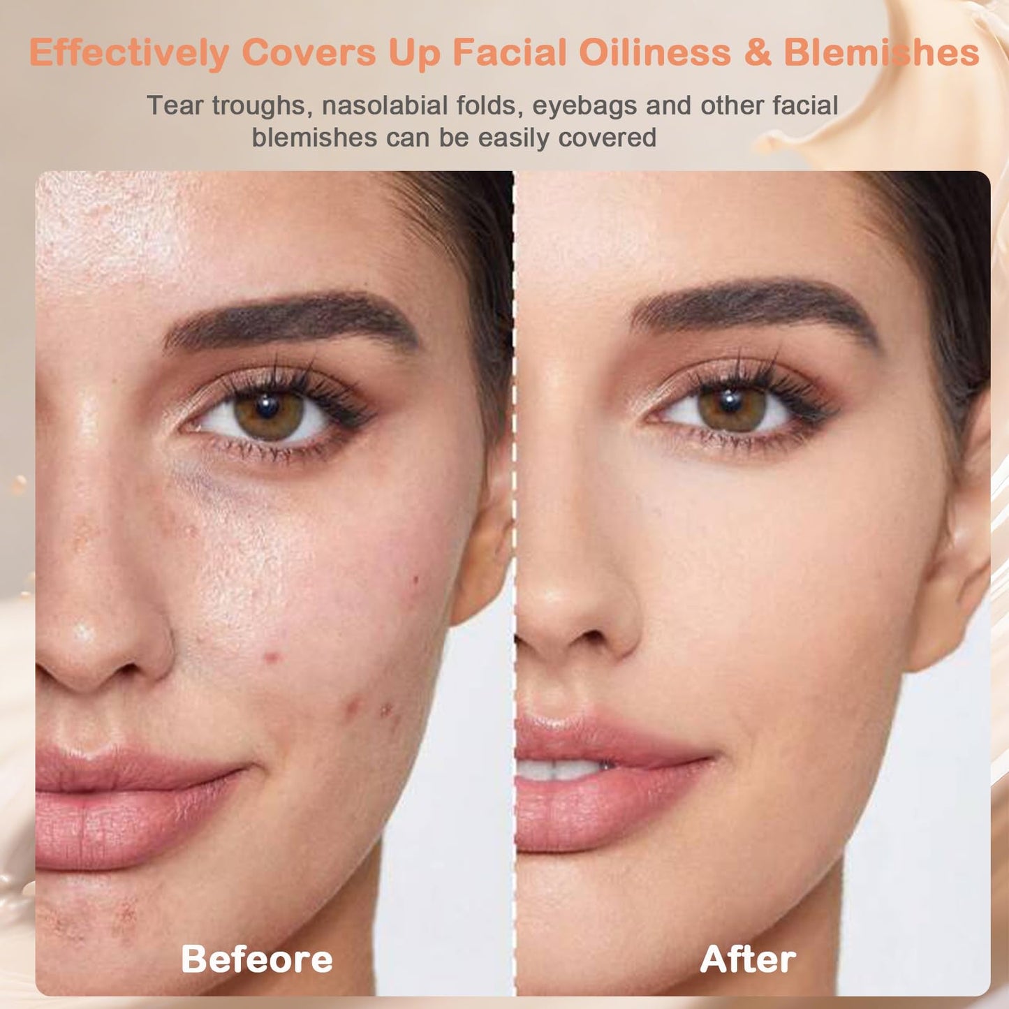 Hush Mekeup Foundation for Older Women, Warm Tone Mushroom Head Air Cushion CC Cream BB Foundation Makeup Moisturizing & Long-Lasting Full Coverage Makeup Concealer for Light to Medium Complexions