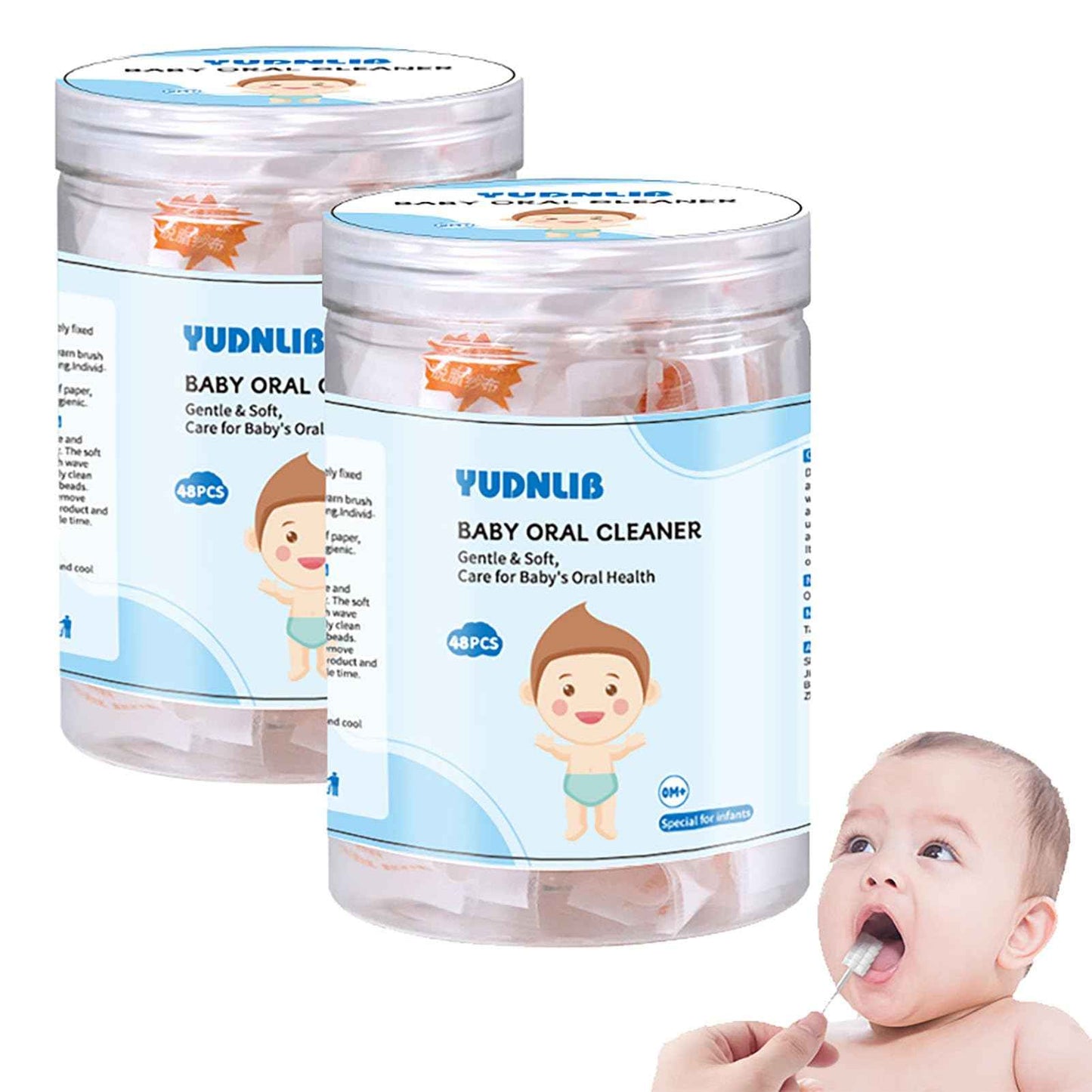 YUDNLIB 96PCS Baby Tongue Cleaner, Disposable Baby Toothbrush Soft Gauze Oral Cleaning Stick Infant Mouth Cleaner for 0-36 Months Newborn Dental Care