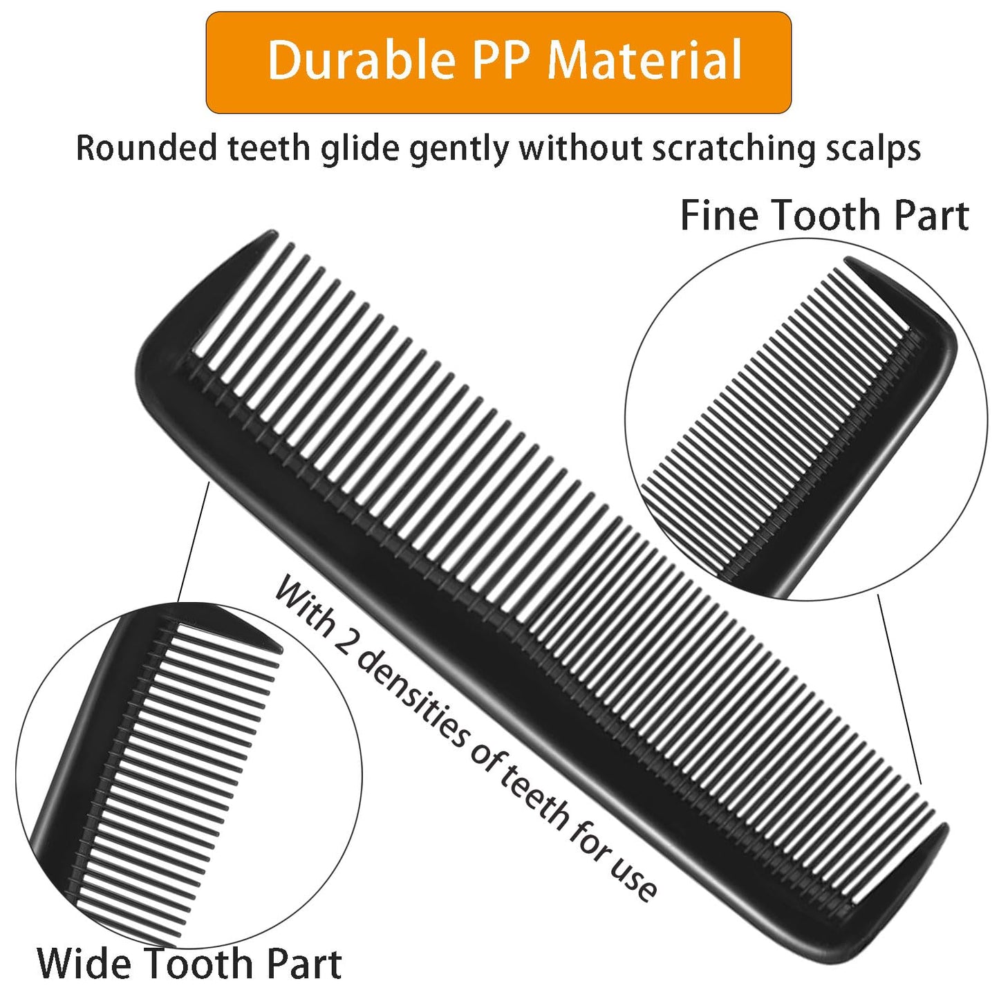 300 Pieces Hair Combs Bulk, Individually Wrapped, Black Pocket Hair Comb Set Fine Tooth Dressing for Women/Men, Travel, Hotel, Airbnb, Operation Christmas Child Shoeboxes, Homeless, Shelter, Charity